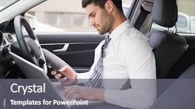  Presentation with car seat - Audience pleasing presentation theme consisting of drivers seat in his car backdrop and a gray colored foreground