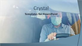  Presentation with disinfect - PPT layouts enhanced with drivers-with-face-masks-disinfect background and a light blue colored foreground