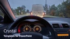  Presentation with light - Audience pleasing presentation design consisting of driving-a-a-car-stoping backdrop and a navy blue colored foreground