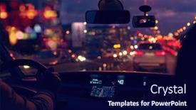  Presentation with night city - Amazing presentation theme having driving-a-car backdrop and a navy blue colored foreground
