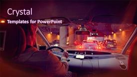  Presentation with night city - Beautiful PPT theme featuring driving-a-car backdrop and a wine colored foreground