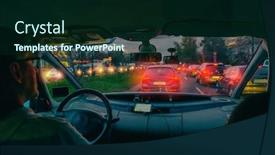  Presentation with traffic - PPT theme having driving-a-car background and a forest green colored foreground