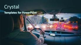  Presentation with self driving car - Presentation design featuring driving-a-car background and a tawny brown colored foreground