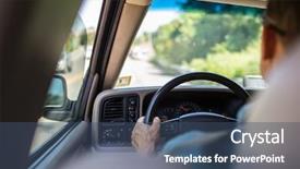  Presentation with safety driving - PPT theme having driving a car background and a ocean colored foreground