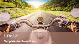  Presentation with person driving - Theme featuring driving a motorcycle rides along background and a coral colored foreground