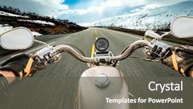  Presentation with person driving - Audience pleasing slide set consisting of driving a motorcycle rides along backdrop and a dark gray colored foreground