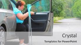  Presentation with disabled people - Presentation consisting of amublance driver - disabled woman upgoing background and a  colored foreground