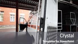  Presentation with rescue - PPT layouts having hospital ambulan - interior of empty special car background and a gray colored foreground
