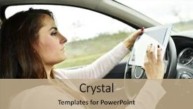  Presentation with business roadmap - Slides with driving and looking at roadmap background and a coral colored foreground