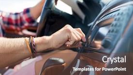  Presentation with road trip signs - Cool new presentation with driving car and turning toggle backdrop and a tawny brown colored foreground