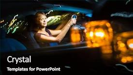  Presentation with modern color - PPT theme having driving a car at night background and a  colored foreground