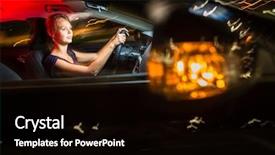  Presentation with city night - PPT layouts enhanced with driving a car at night background and a black colored foreground