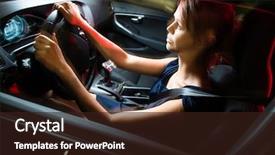  Presentation with self driving car - Slides having driving a car at night background and a wine colored foreground