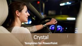  Presentation with self driving car - PPT theme featuring driving a car at night background and a coral colored foreground