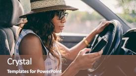  Presentation with driving - PPT layouts with driving car with low contrast background and a coral colored foreground