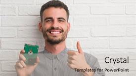  Presentation with driving over a cliff - Audience pleasing theme consisting of driving excellence - young adult man over brick backdrop and a soft green colored foreground
