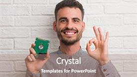  Presentation with special education young adult man - Audience pleasing presentation theme consisting of driving excellence - young adult man over brick backdrop and a coral colored foreground