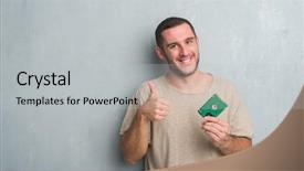  Presentation with young grey maine coon cat - Presentation theme consisting of driving excellence - young caucasian man over grey background and a light gray colored foreground