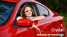  Presentation with sports car - Beautiful PPT theme featuring driving her red sports car backdrop and a crimson colored foreground