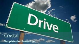  Presentation with clouds - Amazing PPT theme having driving momentum - drive road sign with dramatic backdrop and a ocean colored foreground
