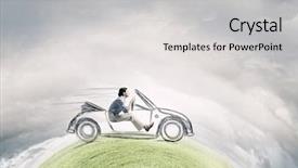  Presentation with old car - Cool new PPT theme with driving old styled drawn car backdrop and a  colored foreground