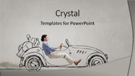  Presentation with old car - Colorful presentation theme enhanced with driving old styled drawn car backdrop and a  colored foreground