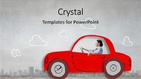  Presentation with old car - Audience pleasing presentation design consisting of driving old styled drawn car backdrop and a  colored foreground