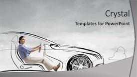  Presentation with old car - Audience pleasing presentation theme consisting of driving old styled drawn car backdrop and a light gray colored foreground