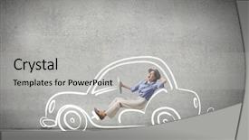  Presentation with old car - Beautiful slides featuring driving old styled drawn car backdrop and a  colored foreground