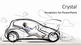  Presentation with old car - Slides enhanced with driving old styled drawn car background and a white colored foreground