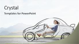  Presentation with old car - Beautiful slides featuring driving old styled drawn car backdrop and a  colored foreground