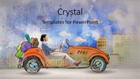  Presentation with old car - PPT theme with driving old styled drawn car background and a  colored foreground