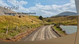  Presentation with driving road - Amazing slide deck having driving-on-a-dirt-road backdrop and a light blue colored foreground