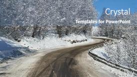  Presentation with winter driving - Audience pleasing slide deck consisting of driving-on-a-snowy-mountain backdrop and a teal colored foreground