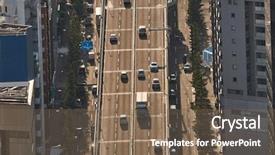  Presentation with expressway - Amazing PPT theme having driving on an urban expressway backdrop and a violet colored foreground