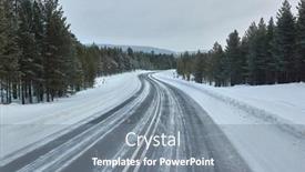  Presentation with winter driving - PPT theme featuring driving-on-snowy-winter-roads background and a  colored foreground