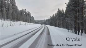  Presentation with winter driving - Slide set having driving-on-snowy-winter-roads background and a  colored foreground