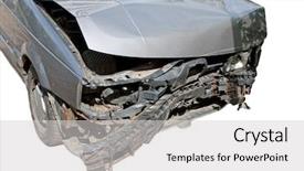  Presentation with car accident - PPT theme consisting of driving results - car destroyed in result background and a light gray colored foreground