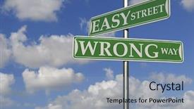  Presentation with motivational - Audience pleasing PPT theme consisting of driving results - street signs with easy street backdrop and a light blue colored foreground