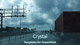  Presentation with miami - Cool new slides with driving road with trucks traffic backdrop and a ocean colored foreground