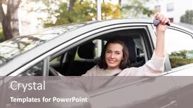  Presentation with safety driving - Presentation theme featuring driving-safety-and-people-concept background and a gray colored foreground