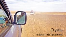  Presentation with sahara - Presentation theme consisting of driving through the sahara desert background and a coral colored foreground