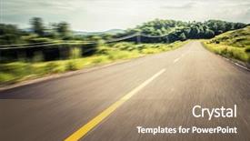  Presentation with road bike in mountains - PPT theme featuring driving traffic - road in mountains background and a  colored foreground