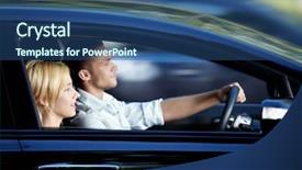  Presentation with traffic - Theme having driving traffic cars - young attractive couple riding background and a ocean colored foreground