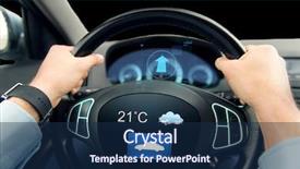  Presentation with temperature sensor - Audience pleasing PPT theme consisting of driving with weather sensor backdrop and a navy blue colored foreground