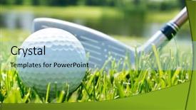  Presentation with club - Slide set enhanced with drivinggame - golf club and ball background and a light blue colored foreground