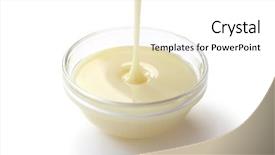  Presentation with condensed milk - Slides having pretty stylish woman standing by the red retro car background and a violet colored foreground