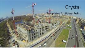  Presentation with construction cranes - Amazing PPT layouts having dron - construction site with lots backdrop and a light blue colored foreground