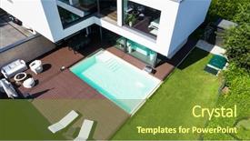  Presentation with villa - Cool new slides with dron - exterior modern white villa backdrop and a tawny brown colored foreground