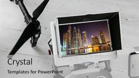  Presentation with drone military - PPT layouts featuring drone aerial photography concept - radio background and a light gray colored foreground